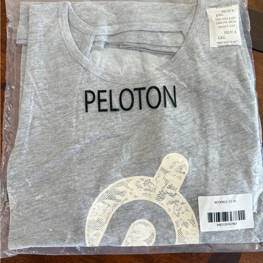 NWT Peloton Heather Gray Tee with White Logo